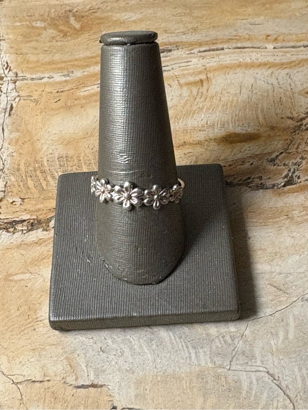 Sterling Silver Daisy Floral Stackable Band Ring